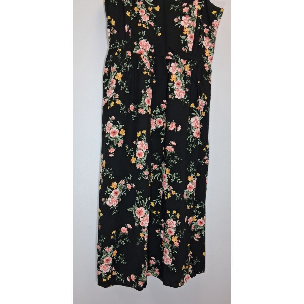 Old Navy womens large midi sundress black yellow floral boho tiered - Picture 3 of 8